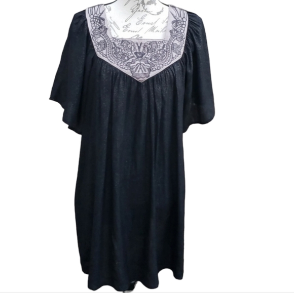 Lucca Black Women's Top Gothcore  Glittery Short Sleeve Blouse Tunic - Picture 1 of 6